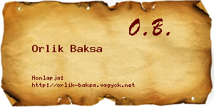Orlik Baksa névjegykártya